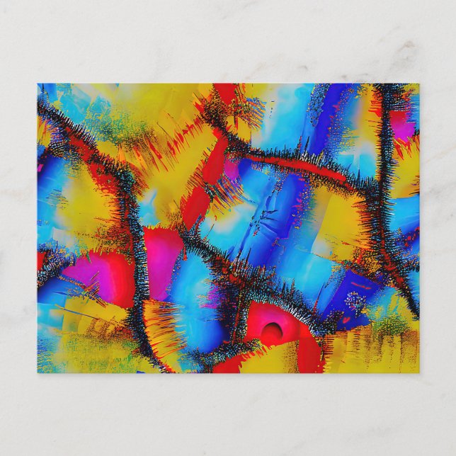 Colourful Abstract Stich Pattern Postcard (Front)