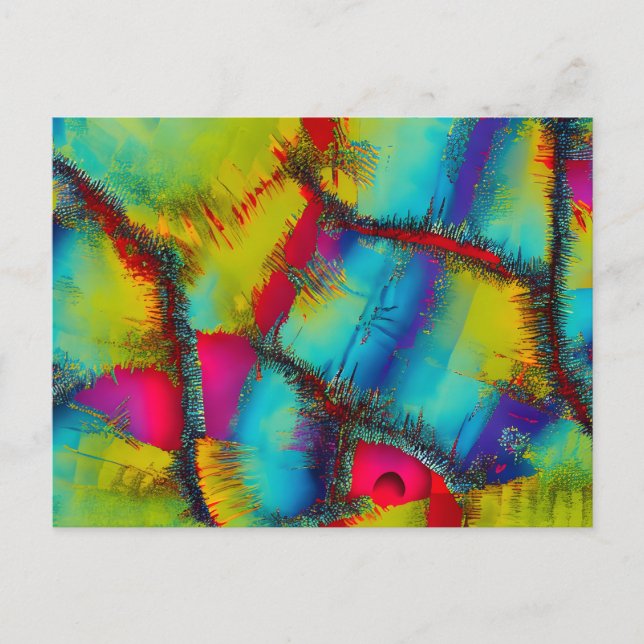 Colourful Abstract Stich Pattern  Postcard (Front)
