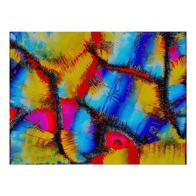 Colourful Abstract Stich Pattern Poster (Front)