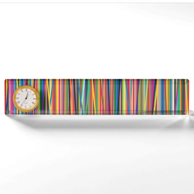 Colourful abstract stripes design adult cloth face nameplate (Front)