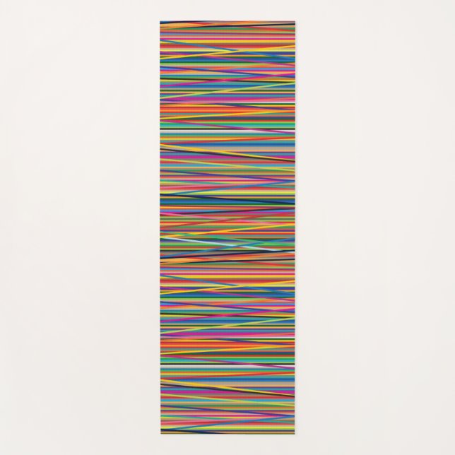 Colourful abstract stripes design adult cloth face yoga mat (Front)