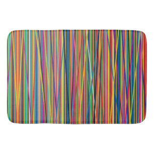 Colourful abstract stripes design bath mat