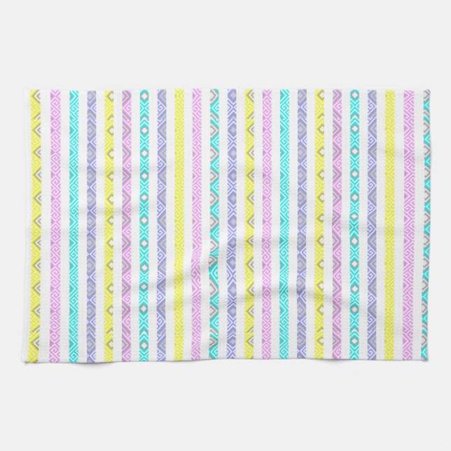 Colourful abstract stripes design kitchen towel (Horizontal)