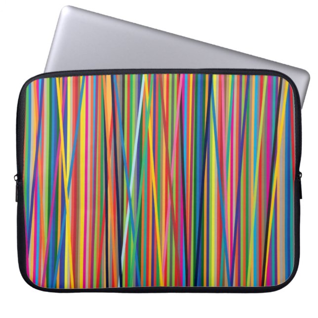 Colourful abstract stripes design laptop sleeve (Front)