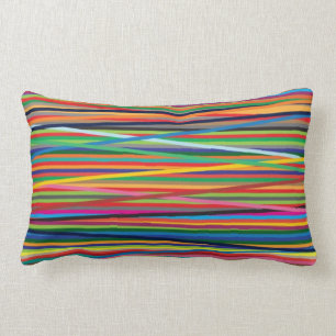 Colourful abstract stripes design lumbar pillow