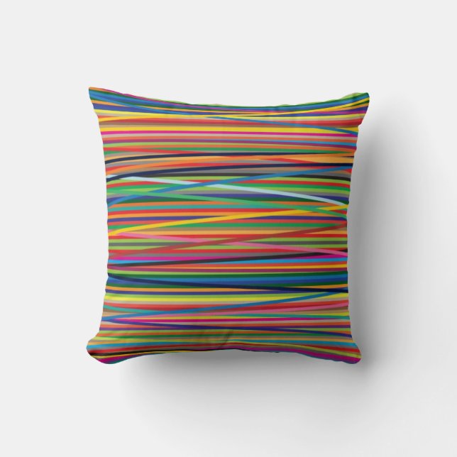 Colourful abstract stripes design throw pillow (Front)
