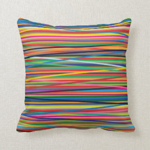 Colourful abstract stripes design throw pillow