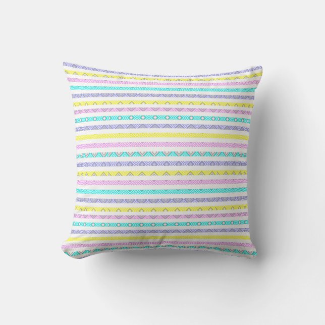 Colourful abstract stripes design throw pillow (Front)