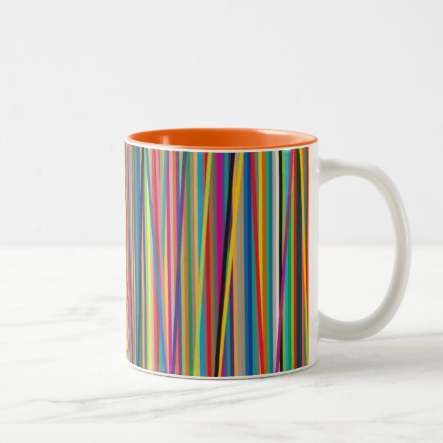 Colourful abstract stripes design Two-Tone coffee mug (Right)