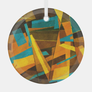 Colourful Abstract Stripes: Paint Texture Glass Ornament