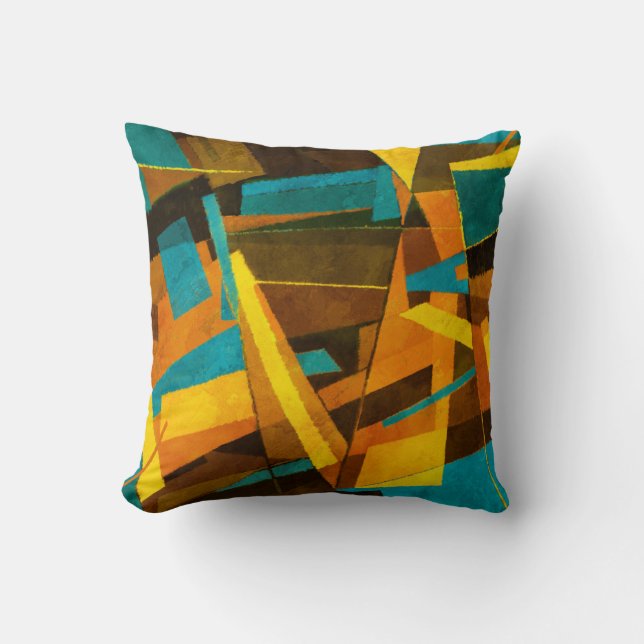 Colourful Abstract Stripes: Paint Texture Throw Pillow (Front)