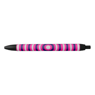 Colourful Abstract Stripes Pattern          Black Ink Pen