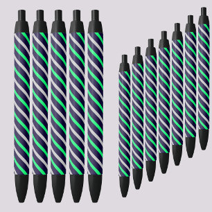 Colourful Abstract Stripes Pattern Black Ink Pen