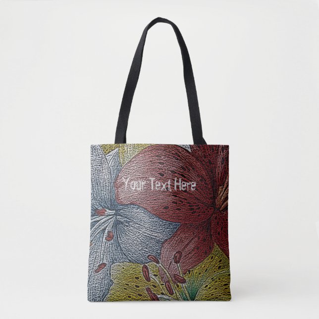 colourful abstract style flower modern floral tote bag (Front)