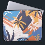Colourful Abstract Summer Palm Tree Pattern Laptop Sleeve<br><div class="desc">Painted abstract colourful bright Summer palm tree pattern,  personalized laptop sleeve. Design features,  single template text line for your name in rectangular layered frame.</div>