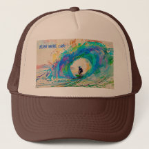 Colourful Abstract Surfer in the Barrel Wave