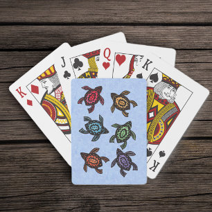 Colourful Abstract Swimming Turtles Playing Cards