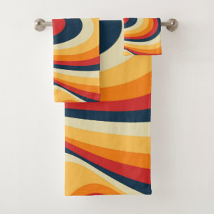 Colourful abstract swirl design bath towel set