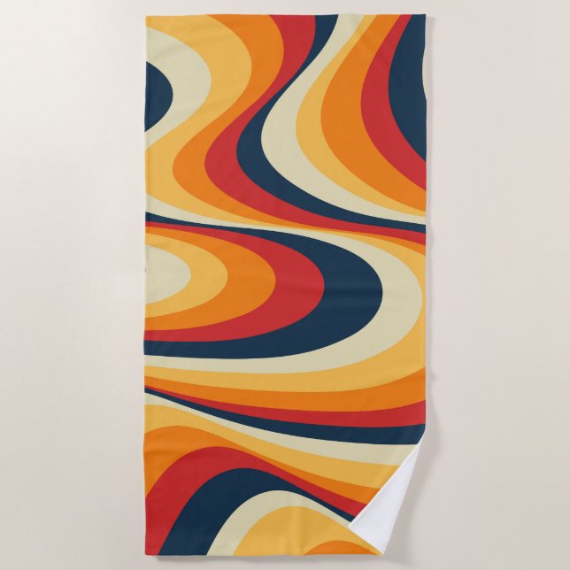 Colourful abstract swirl design beach towel (Front)
