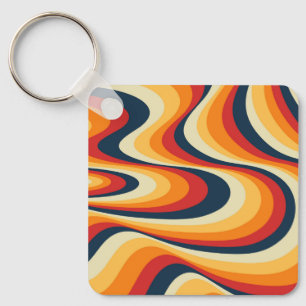 Colourful abstract swirl design keychain