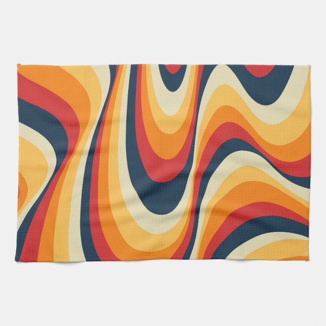 Colourful abstract swirl design kitchen towel (Horizontal)