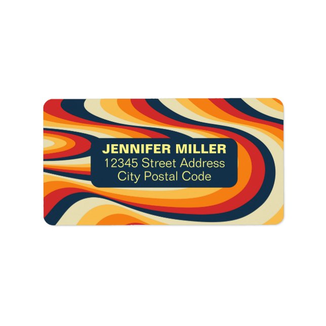 Colourful abstract swirl design label (Front)