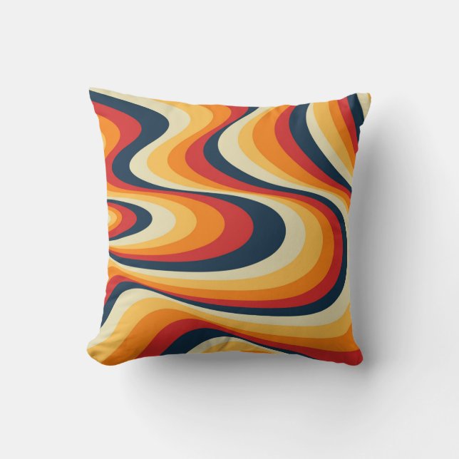 Colourful abstract swirl design throw pillow (Front)