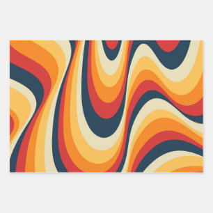 Colourful abstract swirl design wrapping paper sheet