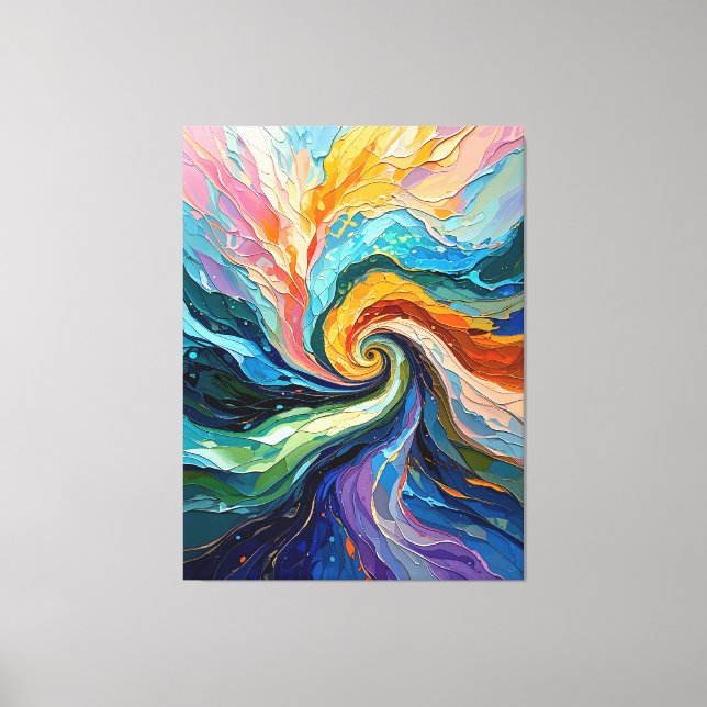 Colourful Abstract Swirl: Dynamic Spectrum Art for Canvas Print (Front)
