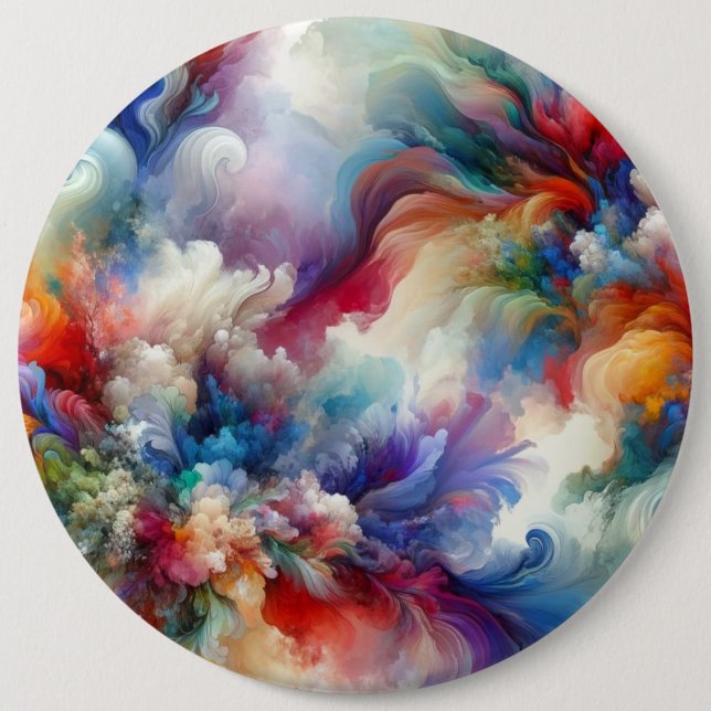 Colourful Abstract Swirl Explosion Artwork  6 Inch Round Button (Front)