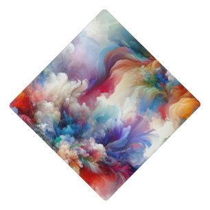 Colourful Abstract Swirl Explosion Artwork Graduation Cap Topper