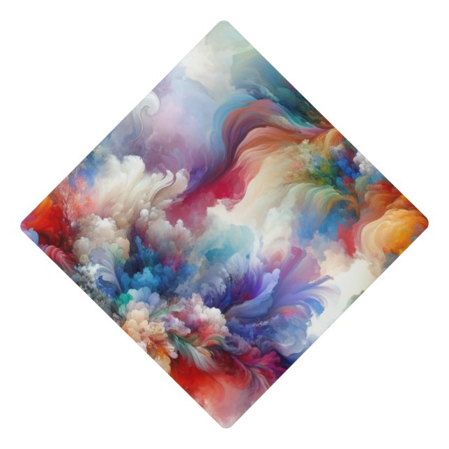 Colourful Abstract Swirl Explosion Artwork  Graduation Cap Topper (Front)
