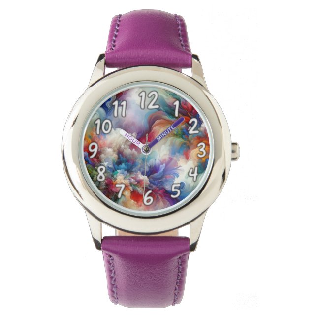 Colourful Abstract Swirl Explosion Artwork  Watch (Front)