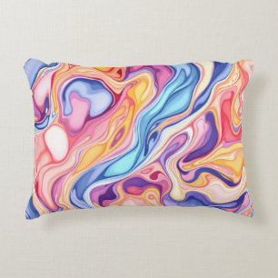 Colourful Abstract Swirl Fluid Pattern  Accent Pillow