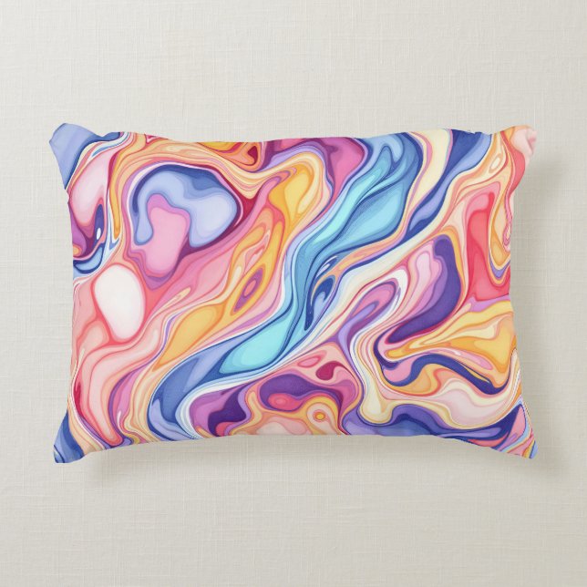 Colourful Abstract Swirl Fluid Pattern  Accent Pillow (Front)