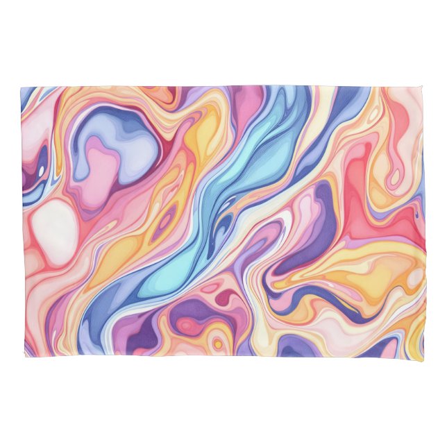 Colourful Abstract Swirl Fluid Pattern  Pillowcase (Front)
