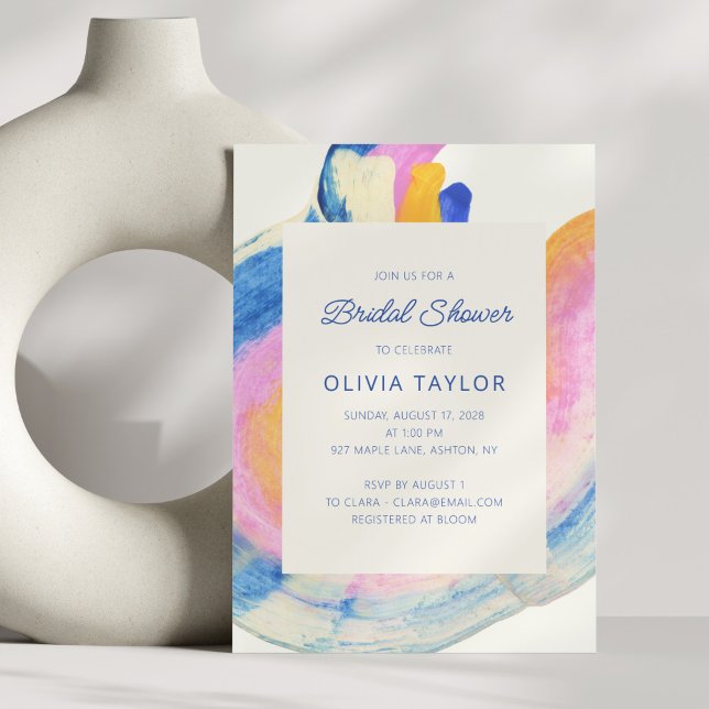 Colourful Abstract Swirl Watercolor Bridal Shower Invitation (Creator Uploaded)