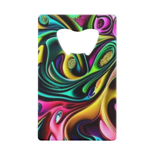 Colourful Abstract Swirls Design Credit Card Bottle Opener