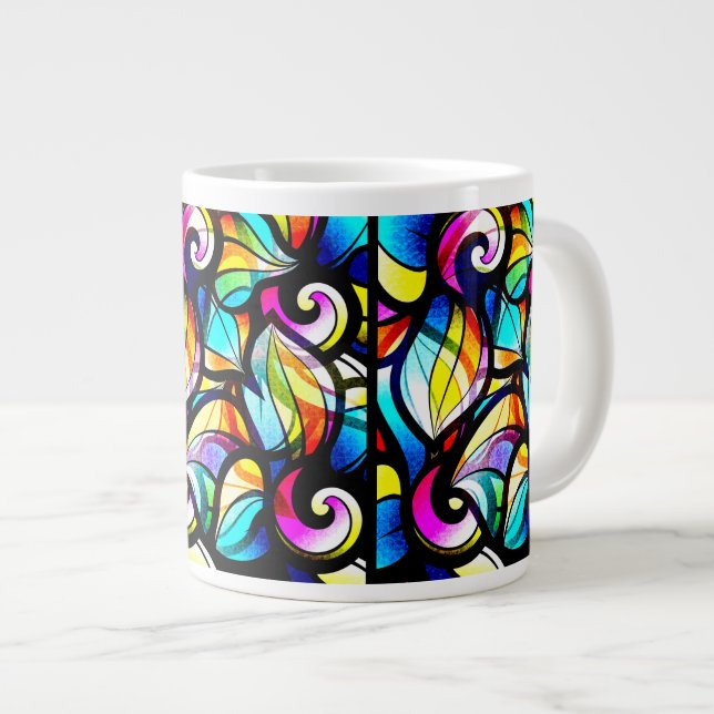 Colourful Abstract Swirls Large Coffee Mug (Front Right)