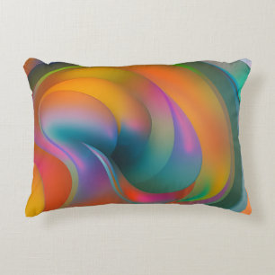 Colourful Abstract Swirls Orange Blue Green Pink Accent Pillow