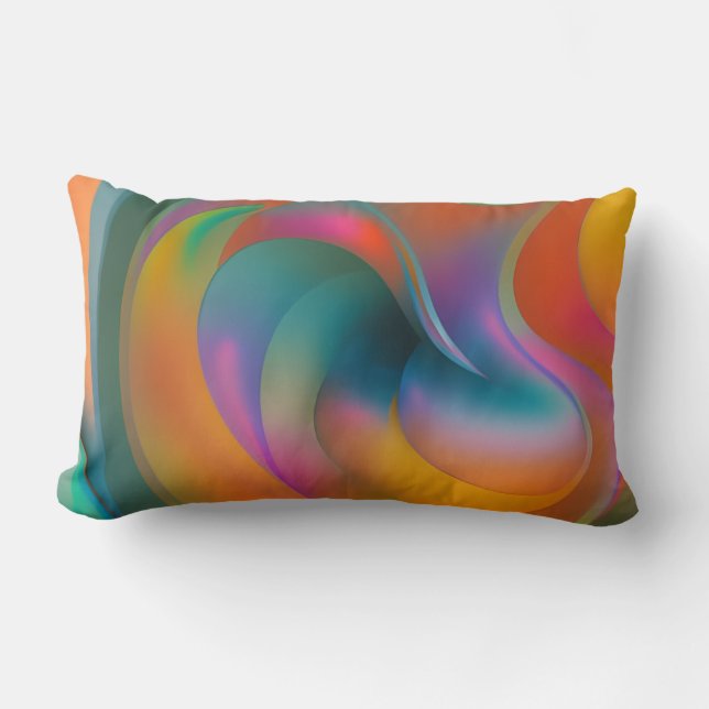 Colourful Abstract Swirls Orange Blue Green Pink  Lumbar Pillow (Front)