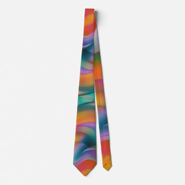 Colourful Abstract Swirls Orange Blue Green pink  Tie (Front)