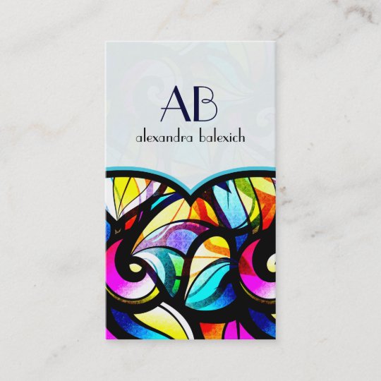 Colourful Abstract Swirls Stained Glass Template Business Card Zazzle.ca