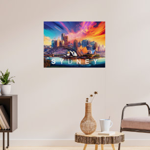 Colourful Abstract Sydney Australia Skyline Poster