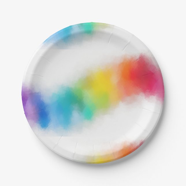 Colourful Abstract Template Modern Rainbow Colours Paper Plate (Front)