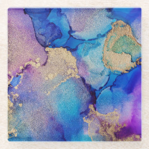 Colourful Abstract: Textured Oil Painting. Glass Coaster