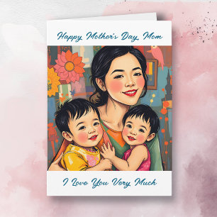 Colourful Abstract Thank You Mom   Mother's Day Card