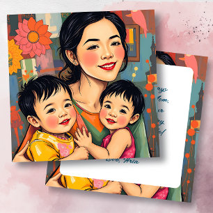 Colourful Abstract Thank You Mom   Mother's Day Card