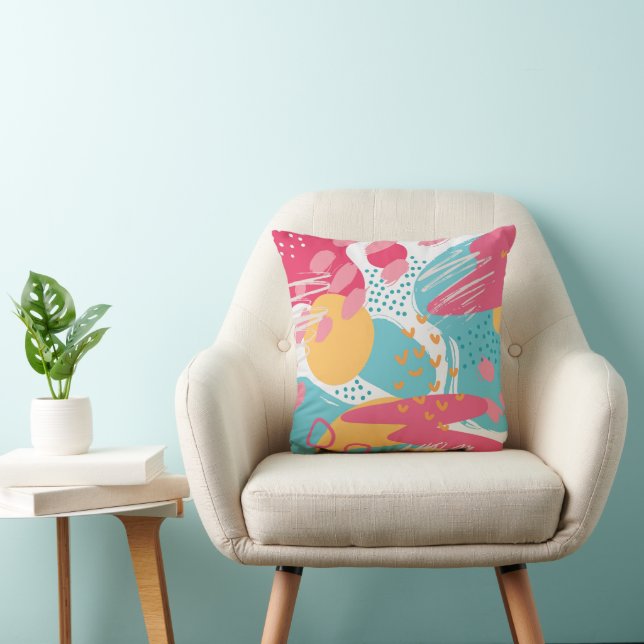 Colourful Abstract Throw Pillow (Chair)