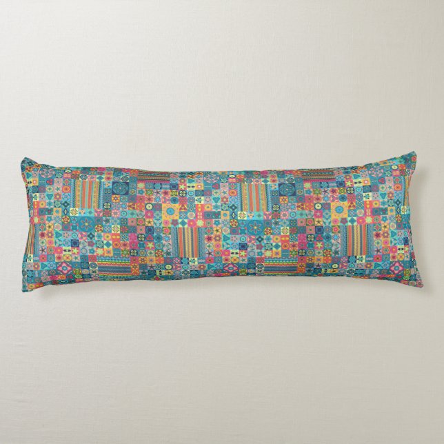 Colourful abstract tile pattern design body pillow (Back)